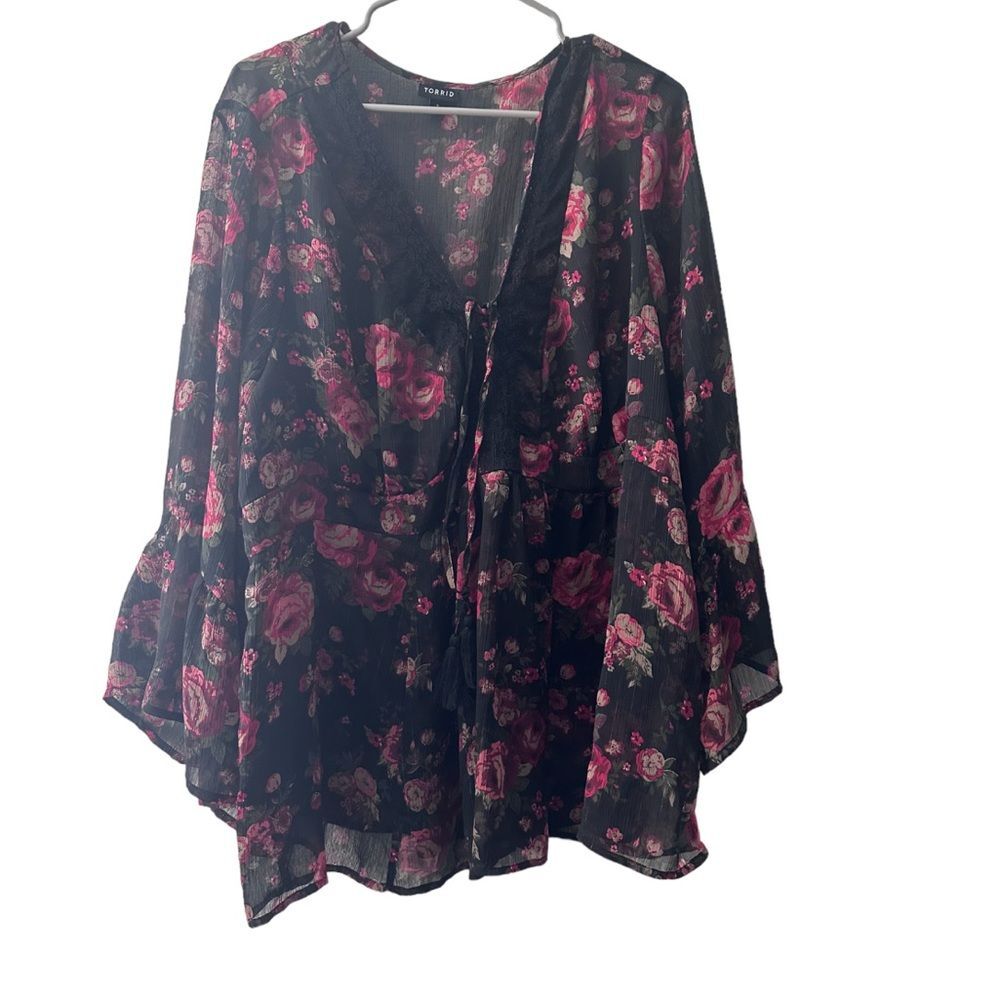 Torrid Sheer floral blouse